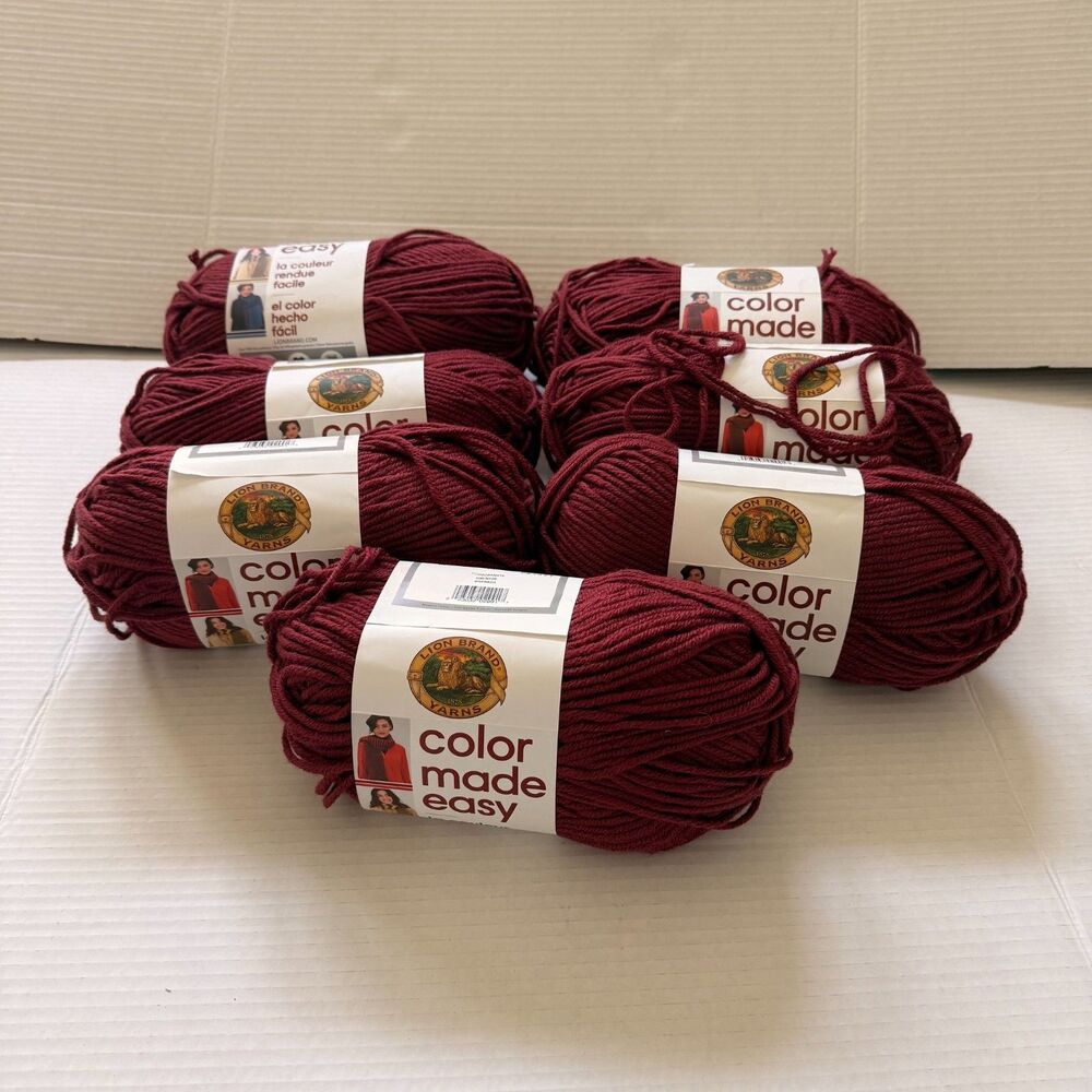 Lion Brand Color Made Easy Yarn Pomegranate Bulky 5 Lot of 7 Same Dye Lot Unused
